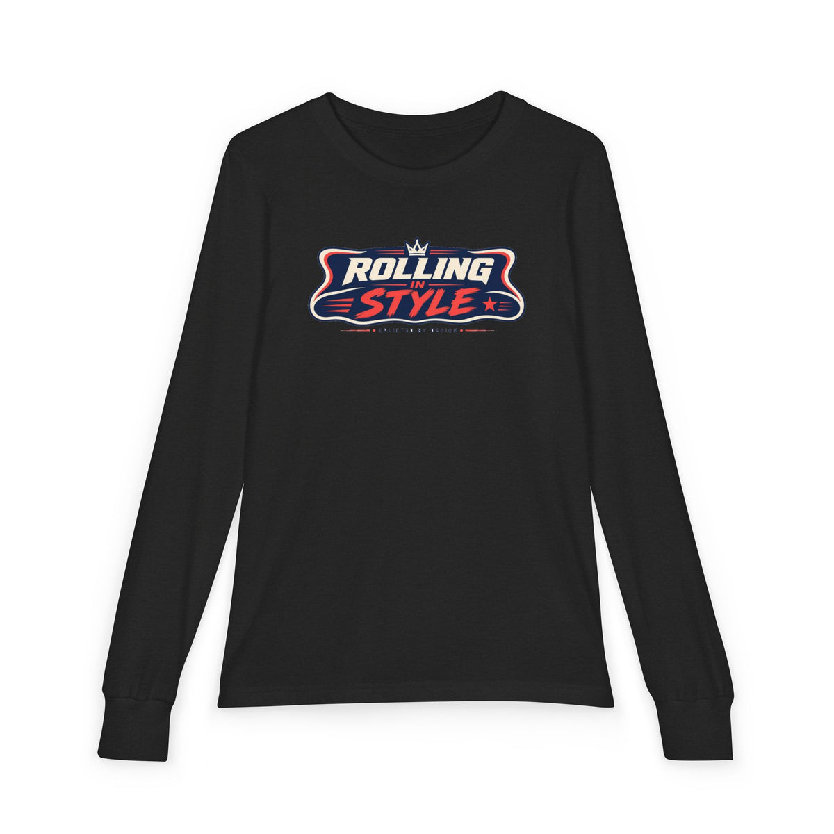 "Rolling In Style" Youth Long Sleeve Tee — Streetwear Banner Crest | Uplifted By Design™ Cerebral Palsy & Disability Pride Shirt