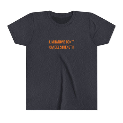 "Limitations Don't Cancel Strength" Cerebral Palsy Awareness Youth Tee | Uplifted By Design