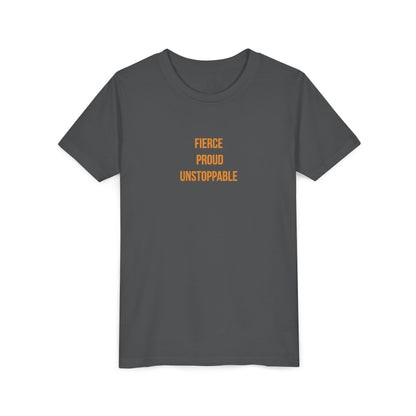 "Fierce Proud Unstoppable" Cerebral Palsy Awareness Youth Tee | Uplifted By Design