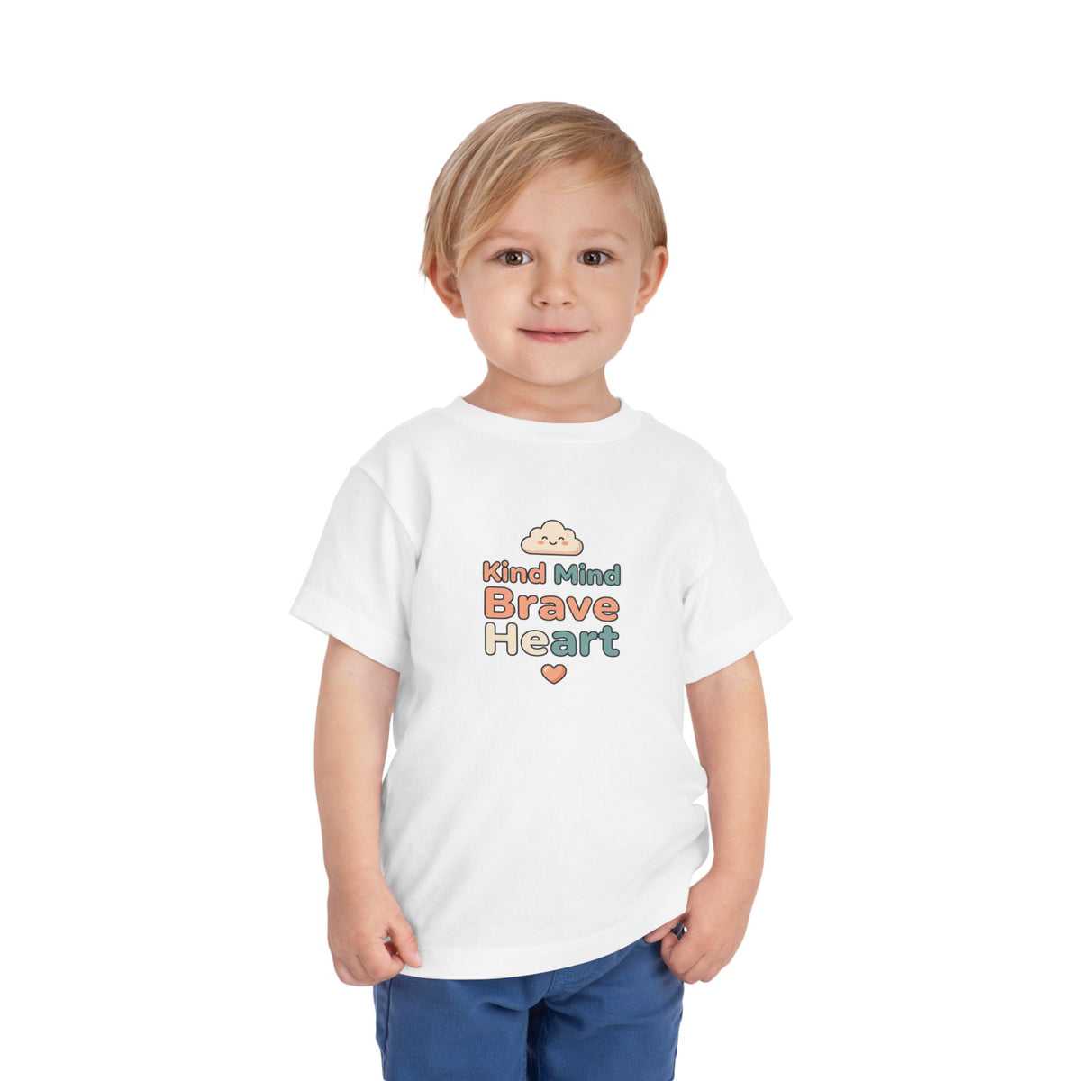 Kind Mind Brave Heart Toddler Shirt | Positive Affirmations Emotional Wellness Kids Tee