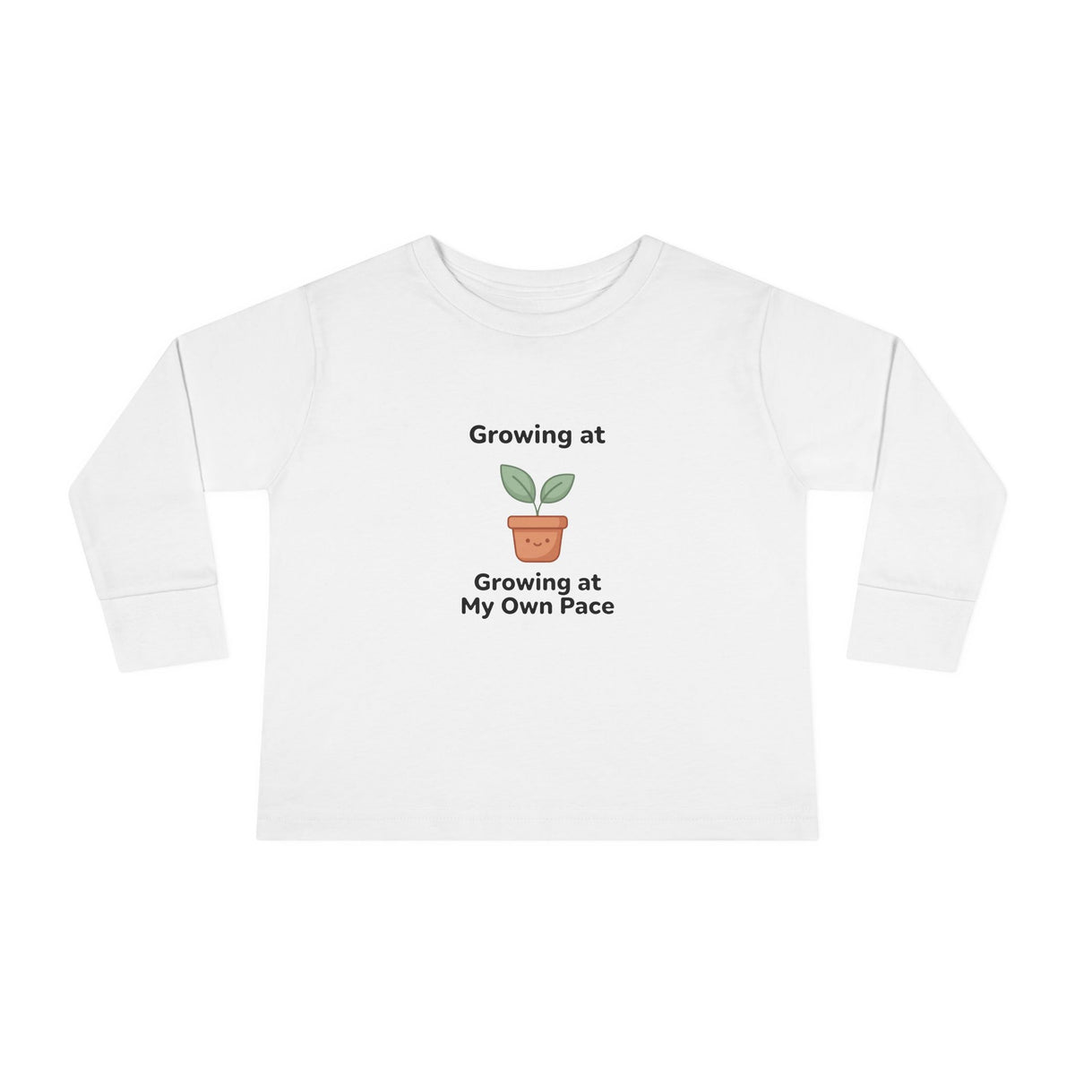 "Growing at My Own Pace" Toddler Long Sleeve Tee — Little Sprout Pot | Uplifted By Design™ Inspirational Kids Shirt