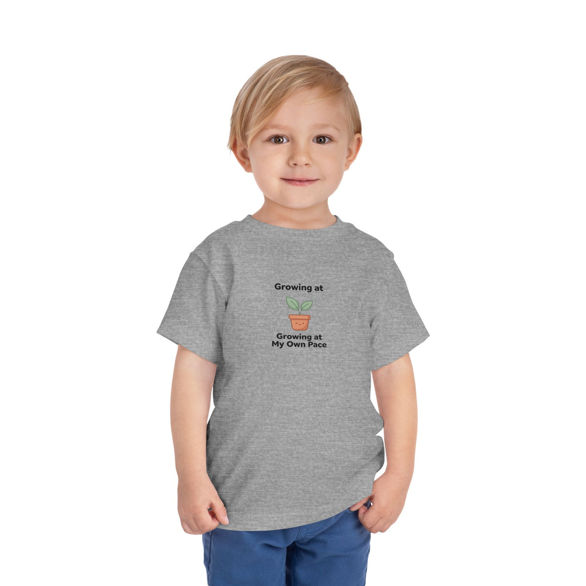 Growing at My Own Pace Toddler Shirt | Potted Plant Positive Affirmation Kids Tee