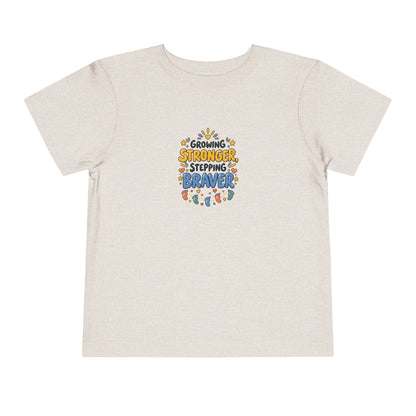 Growing Stronger Stepping Braver Toddler Tee | Uplifted By Design™ Inspirational Kids Shirt