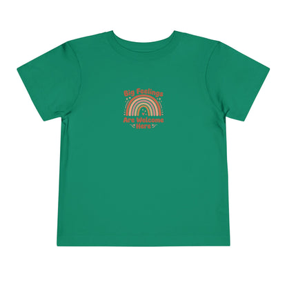 Big Feelings Are Welcome Here Toddler Shirt | Boho Rainbow Emotional Wellness Kids Tee