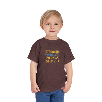 Toddler Tee — "Strong With Every Step, Step" Sunshine Design | Cerebral Palsy & Adaptive Movement Shirt