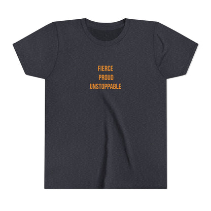 "Fierce Proud Unstoppable" Cerebral Palsy Awareness Youth Tee | Uplifted By Design