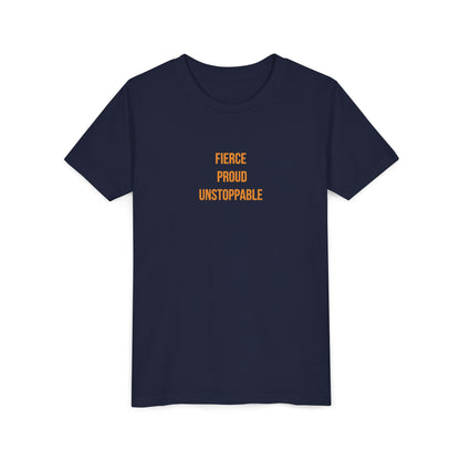 "Fierce Proud Unstoppable" Cerebral Palsy Awareness Youth Tee | Uplifted By Design
