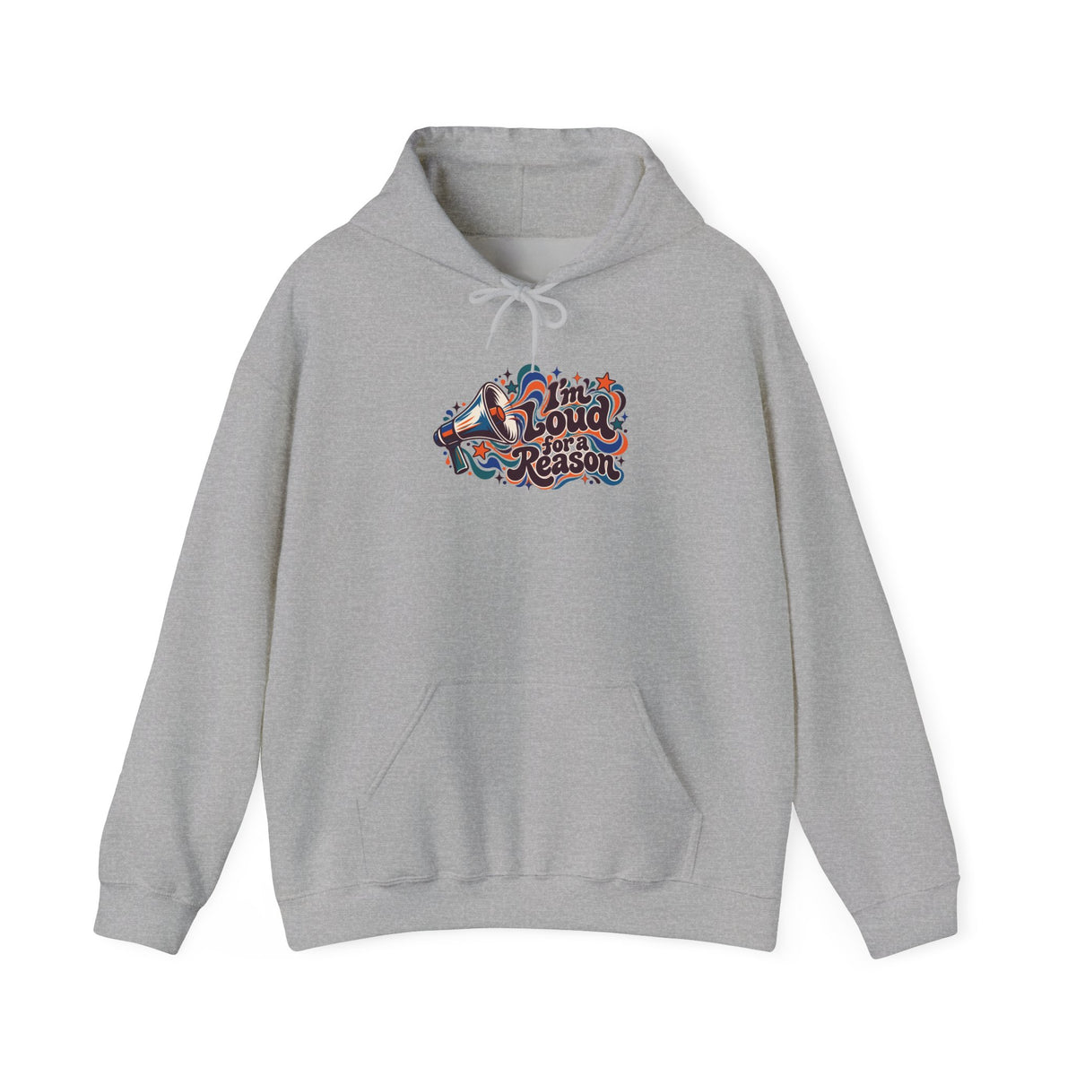 "I’m Loud for a Reason" Unisex Hoodie — Expressive Megaphone & Sound-Wave Graphic | Uplifted By Design™ Autism Acceptance & Sensory Pride Hoodie