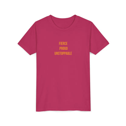 "Fierce Proud Unstoppable" Cerebral Palsy Awareness Youth Tee | Uplifted By Design