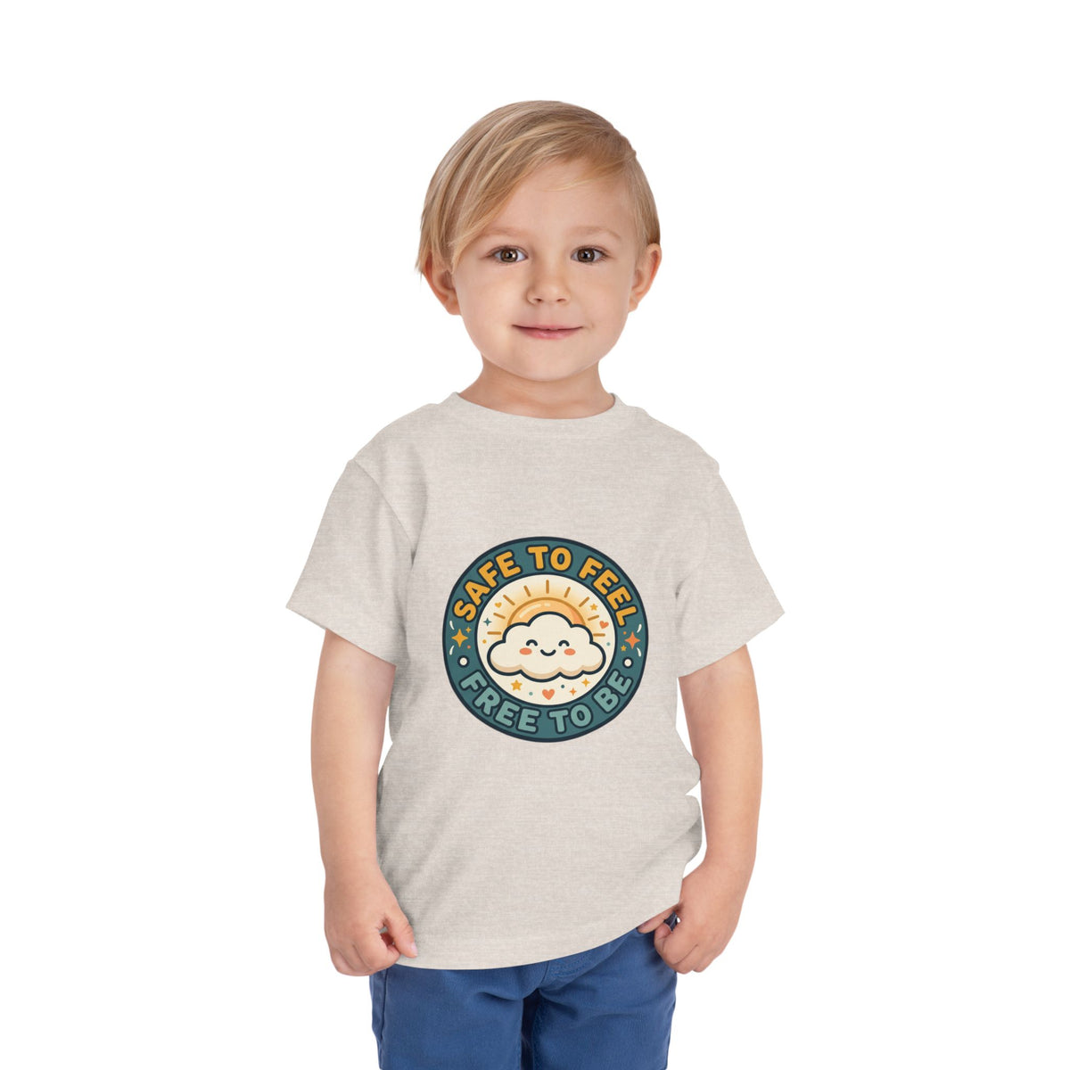Toddler Tee — "Safe to Feel, Free to Be" Emotional Wellness | Mental Health Affirmation Kids Shirt