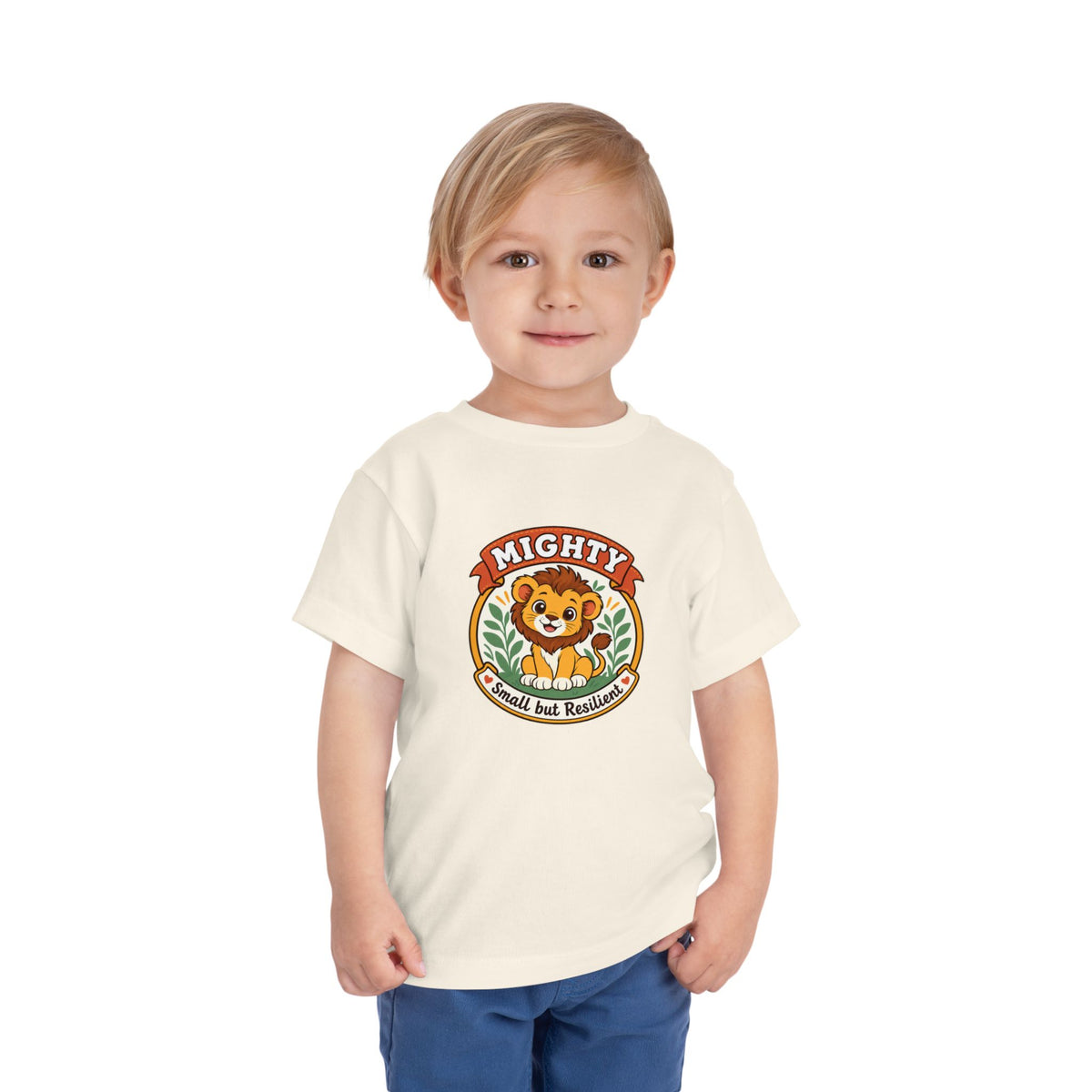 Mighty Lion Toddler Tee — "Mighty & Small but Resilient" Cute Kids T-Shirt