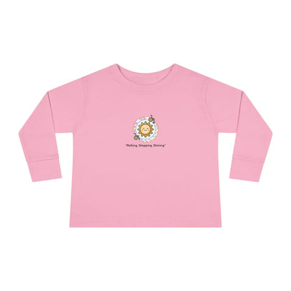 "Rolling, Stepping, Shining" Toddler Long Sleeve Tee — Adaptive Mobility Sun | Uplifted By Design™ Cerebral Palsy & Disability Pride Shirt