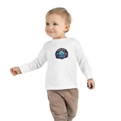 "I Need Space" Toddler Long Sleeve Tee — Cosmic Calm Planet | Uplifted By Design™ Autism Acceptance & Sensory Pride Shirt