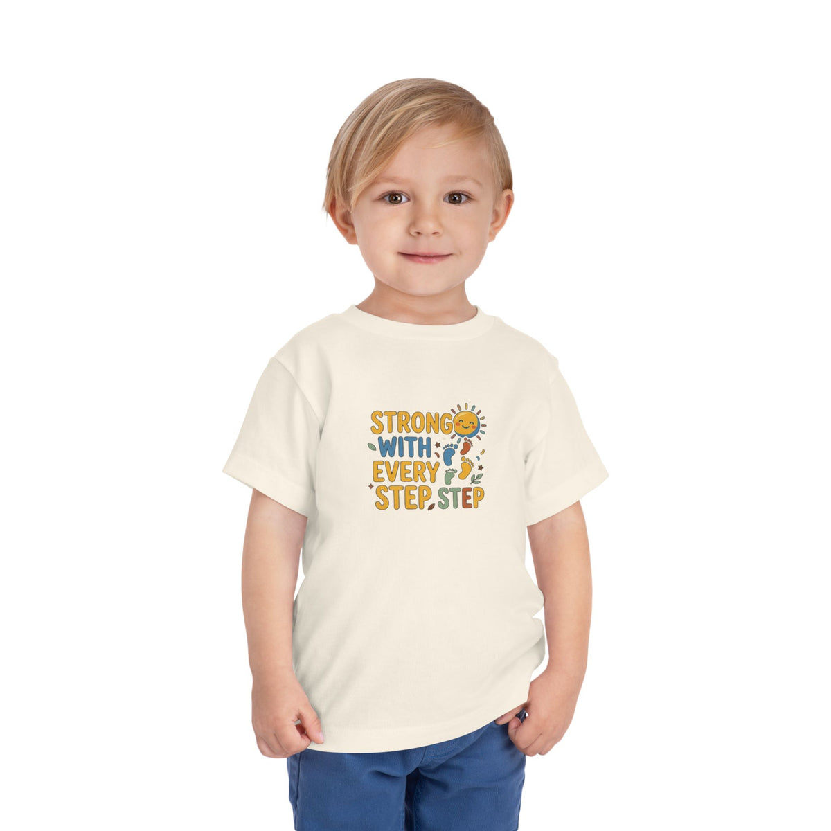 Toddler Tee — "Strong With Every Step, Step" Sunshine Design | Cerebral Palsy & Adaptive Movement Shirt