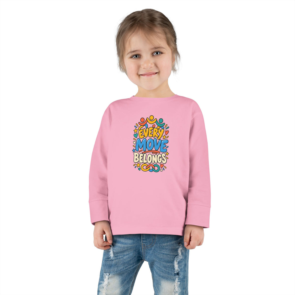 "Every Move Belongs" Toddler Long Sleeve Tee — Inclusive Movement | Uplifted By Design™ Cerebral Palsy & Disability Pride Shirt