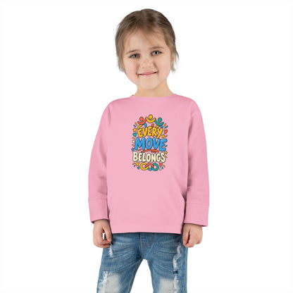 "Every Move Belongs" Toddler Long Sleeve Tee — Inclusive Movement | Uplifted By Design™ Cerebral Palsy & Disability Pride Shirt