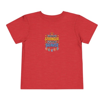 Growing Stronger Stepping Braver Toddler Tee | Uplifted By Design™ Inspirational Kids Shirt