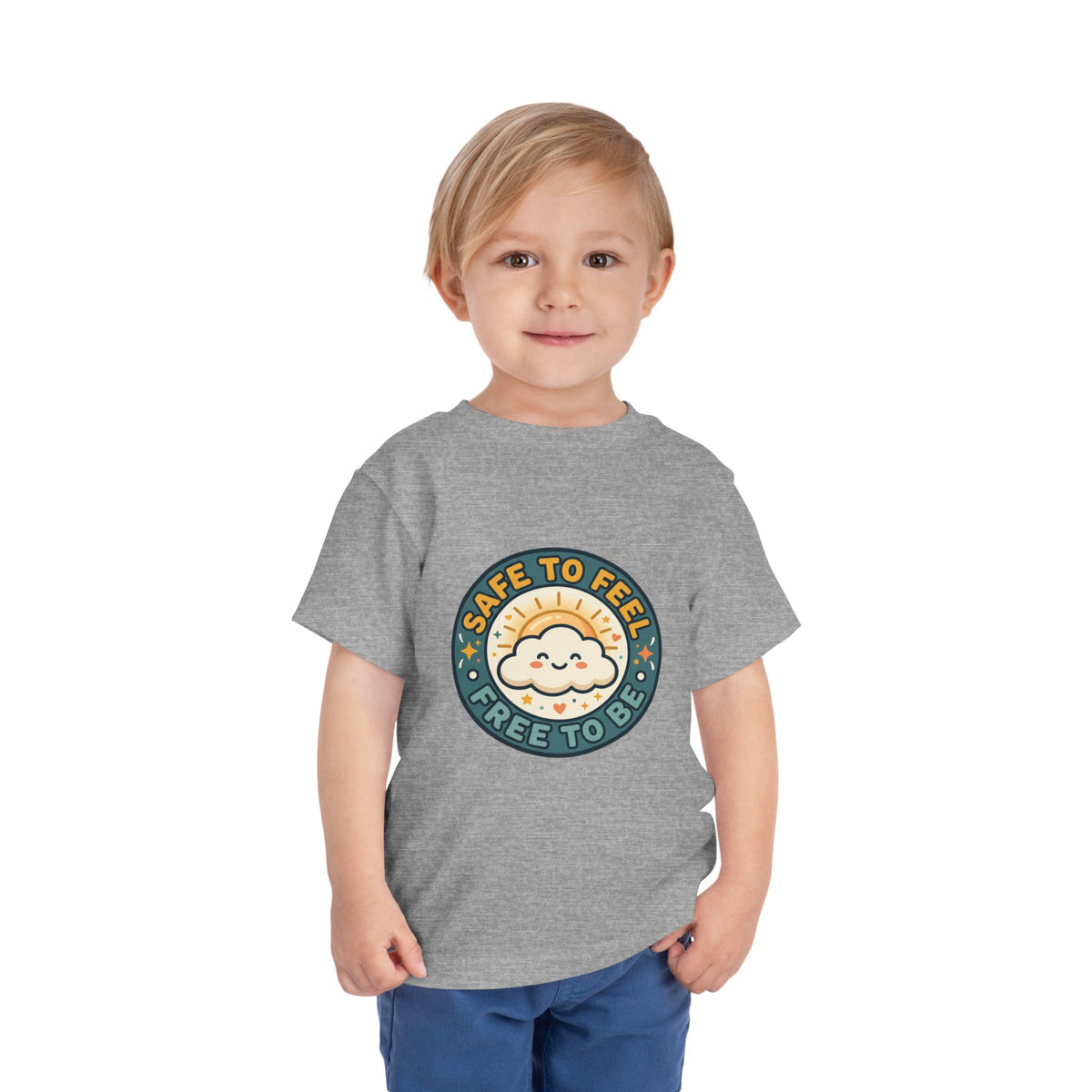 Toddler Tee — "Safe to Feel, Free to Be" Emotional Wellness | Mental Health Affirmation Kids Shirt