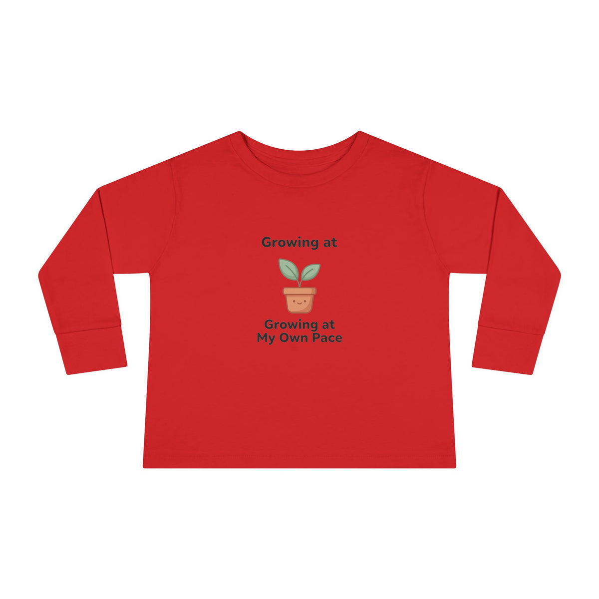 "Growing at My Own Pace" Toddler Long Sleeve Tee — Little Sprout Pot | Uplifted By Design™ Inspirational Kids Shirt