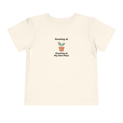 Growing at My Own Pace Toddler Shirt | Potted Plant Positive Affirmation Kids Tee