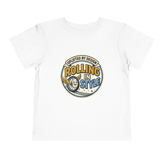 Toddler Tee — "Rolling In Style" Adaptive Mobility Emblem | Cerebral Palsy & Disability Pride Shirt
