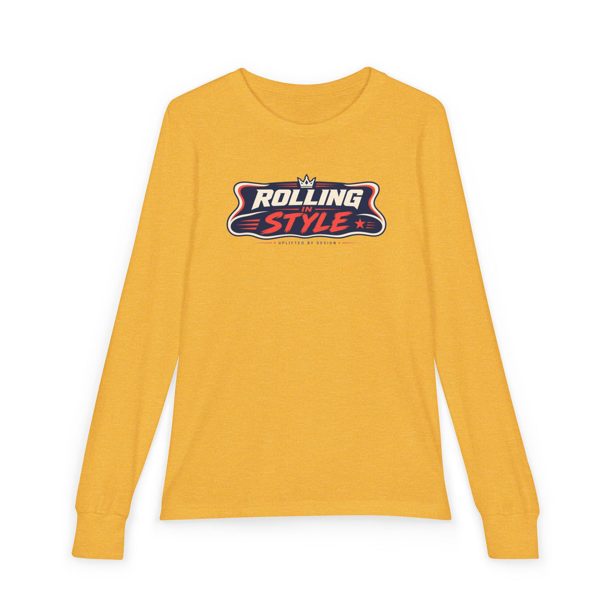 "Rolling In Style" Youth Long Sleeve Tee — Streetwear Banner Crest | Uplifted By Design™ Cerebral Palsy & Disability Pride Shirt