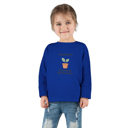 "Growing at My Own Pace" Toddler Long Sleeve Tee — Little Sprout Pot | Uplifted By Design™ Inspirational Kids Shirt