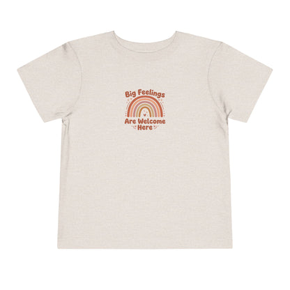 Big Feelings Are Welcome Here Toddler Shirt | Boho Rainbow Emotional Wellness Kids Tee