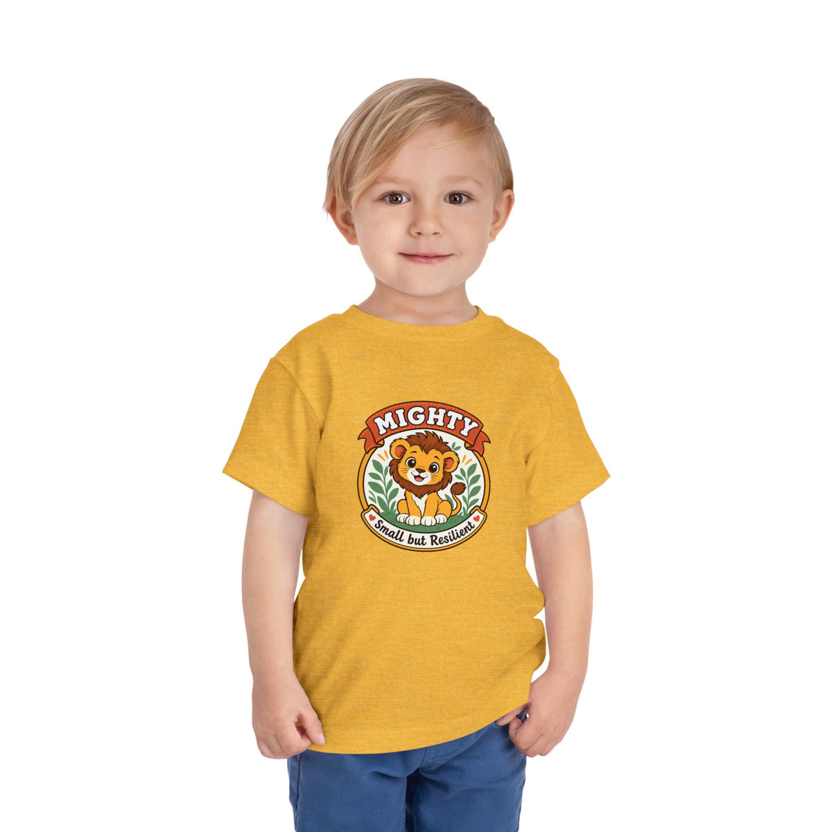 Mighty Lion Toddler Tee — "Mighty & Small but Resilient" Cute Kids T-Shirt