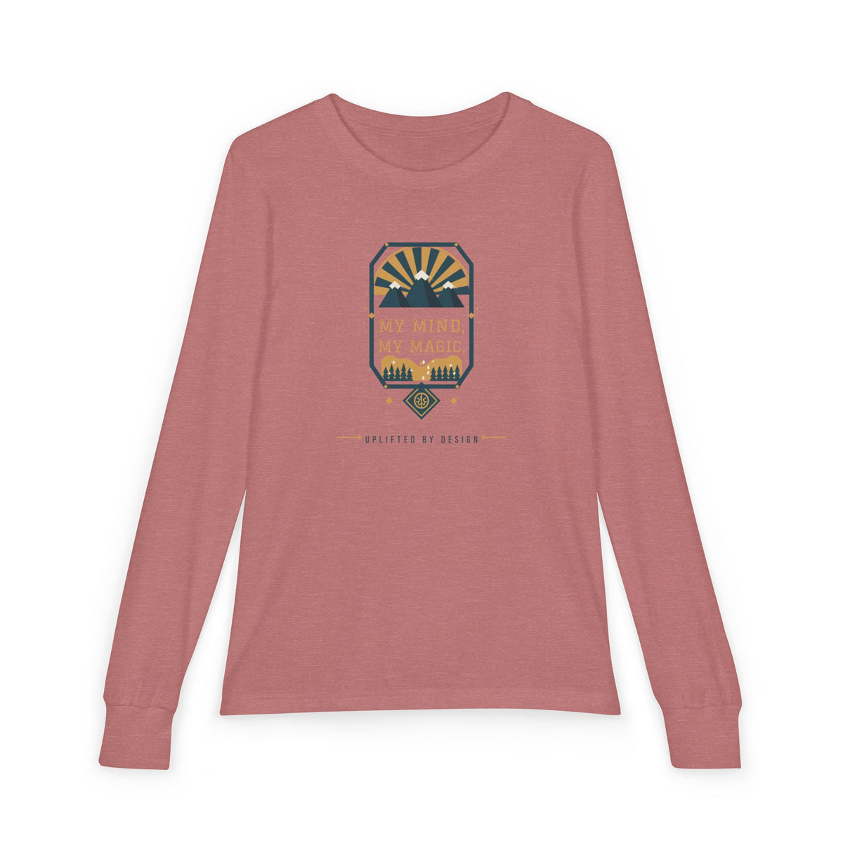 "My Mind, My Magic" Youth Long Sleeve Tee — Hand-Lettered Lockup | Uplifted By Design™ Autism Acceptance & Sensory Pride Shirt
