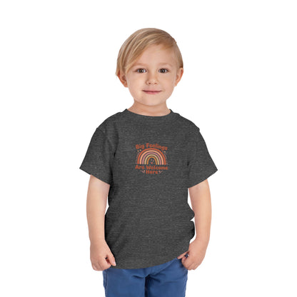 Big Feelings Are Welcome Here Toddler Shirt | Boho Rainbow Emotional Wellness Kids Tee