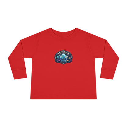 "I Need Space" Toddler Long Sleeve Tee — Cosmic Calm Planet | Uplifted By Design™ Autism Acceptance & Sensory Pride Shirt