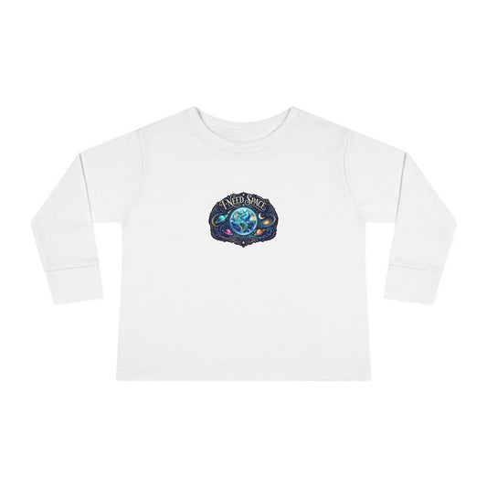 "I Need Space" Toddler Long Sleeve Tee — Cosmic Calm Planet | Uplifted By Design™ Autism Acceptance & Sensory Pride Shirt