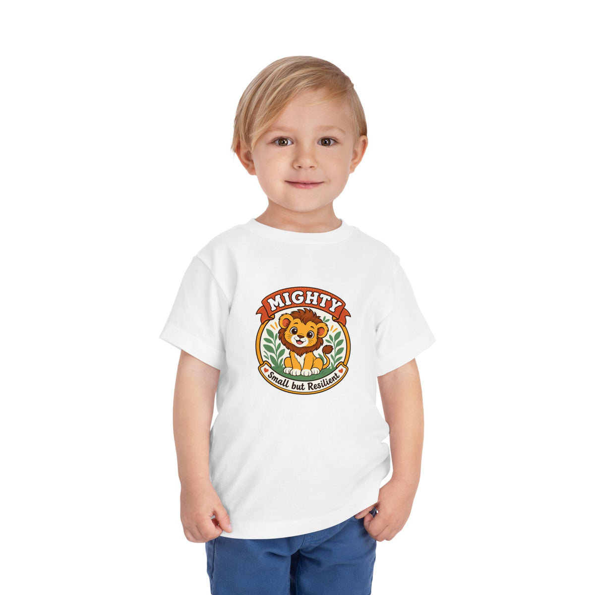 Mighty Lion Toddler Tee — "Mighty & Small but Resilient" Cute Kids T-Shirt
