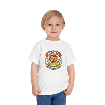 Mighty Lion Toddler Tee — "Mighty & Small but Resilient" Cute Kids T-Shirt