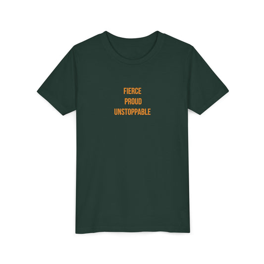 "Fierce Proud Unstoppable" Cerebral Palsy Awareness Youth Tee | Uplifted By Design