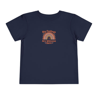 Big Feelings Are Welcome Here Toddler Shirt | Boho Rainbow Emotional Wellness Kids Tee