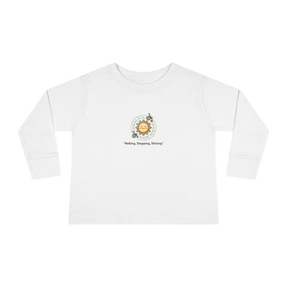 "Rolling, Stepping, Shining" Toddler Long Sleeve Tee — Adaptive Mobility Sun | Uplifted By Design™ Cerebral Palsy & Disability Pride Shirt
