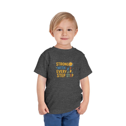 Toddler Tee — "Strong With Every Step, Step" Sunshine Design | Cerebral Palsy & Adaptive Movement Shirt