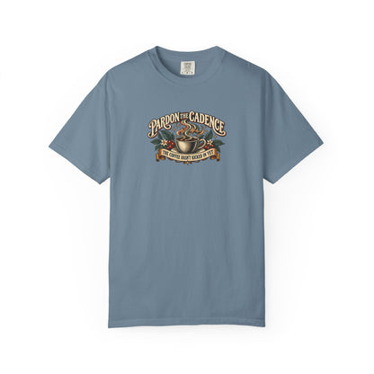 "Pardon the Cadence" Illustrated Edition Unisex T-Shirt — Vintage Coffee & Botanical Graphic | Uplifted By Design™ Cerebral Palsy & Speech Difference Tee