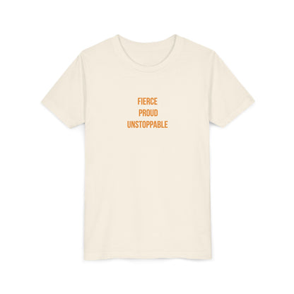 "Fierce Proud Unstoppable" Cerebral Palsy Awareness Youth Tee | Uplifted By Design