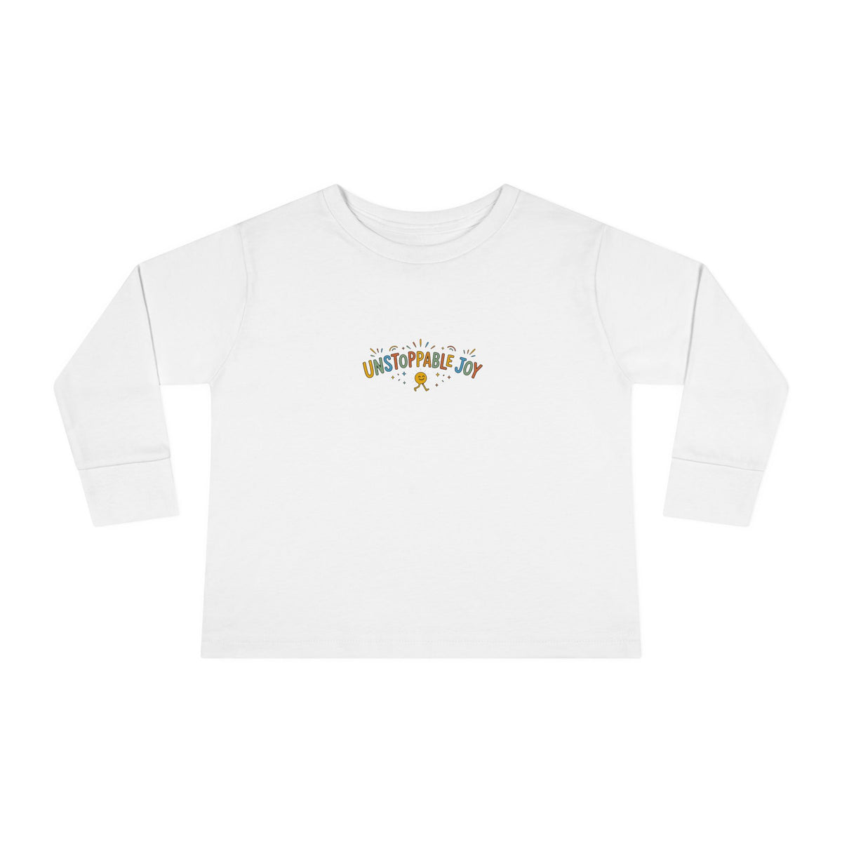"Unstoppable Joy" Toddler Long Sleeve Tee — Sunny Doodle Lettering | Uplifted By Design™ Cerebral Palsy & Adaptive Movement Shirt