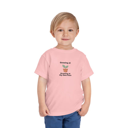 Growing at My Own Pace Toddler Shirt | Potted Plant Positive Affirmation Kids Tee