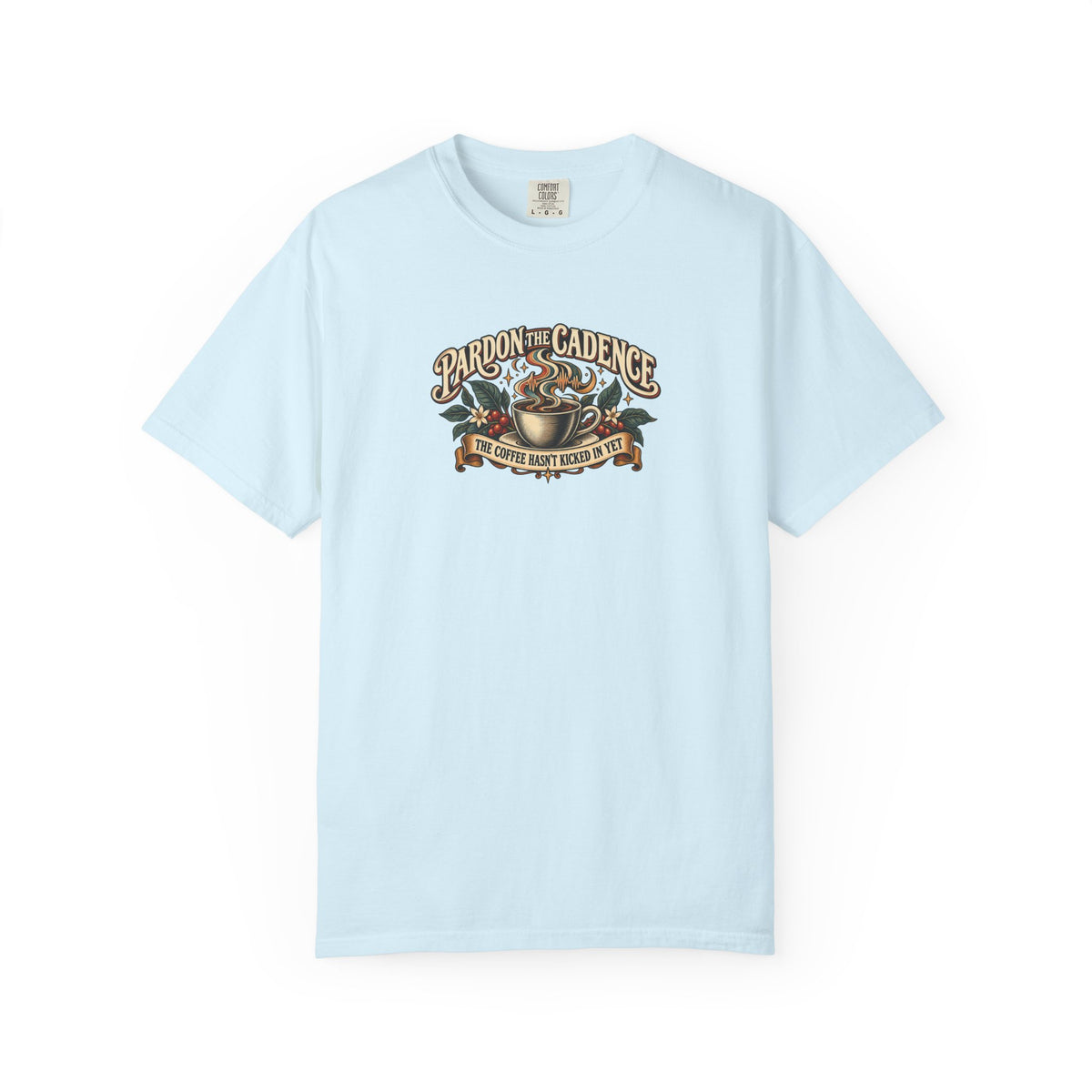 "Pardon the Cadence" Illustrated Edition Unisex T-Shirt — Vintage Coffee & Botanical Graphic | Uplifted By Design™ Cerebral Palsy & Speech Difference Tee