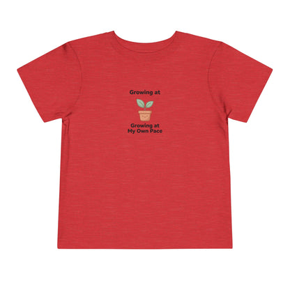 Growing at My Own Pace Toddler Shirt | Potted Plant Positive Affirmation Kids Tee