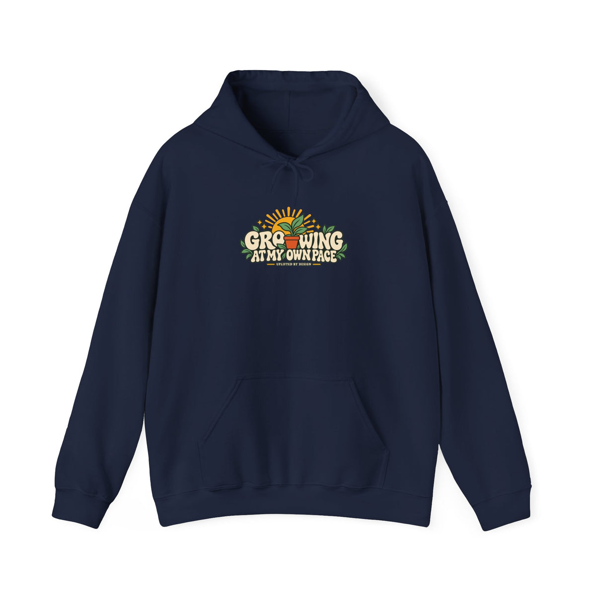"Growing at My Own Pace" Unisex Hoodie — Botanical Growth Graphic | Uplifted By Design™ Mental Health & Emotional Wellbeing Hoodie