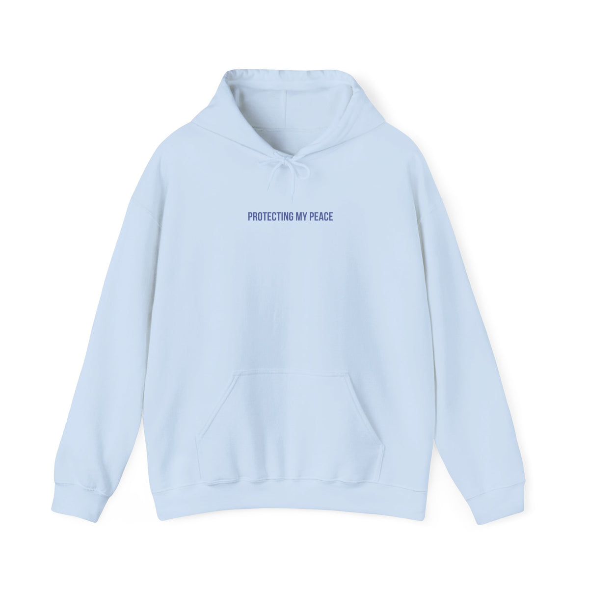 "Protecting My Peace" Unisex Hoodie — Minimal Blue Lettering | Uplifted By Design™ Mental Health & Emotional Wellbeing Hoodie