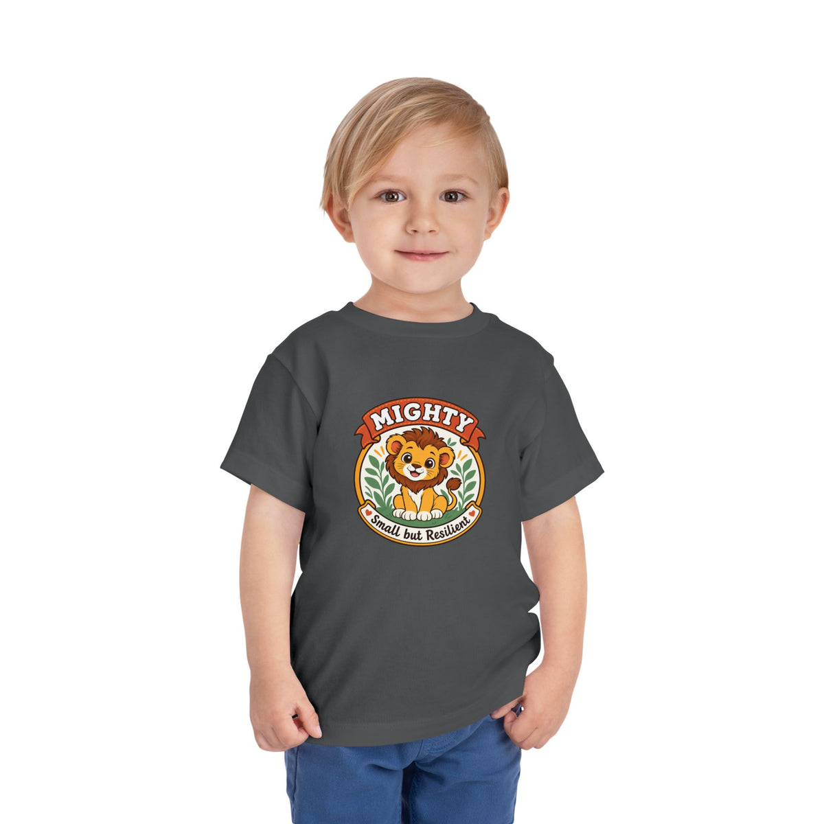 Mighty Lion Toddler Tee — "Mighty & Small but Resilient" Cute Kids T-Shirt