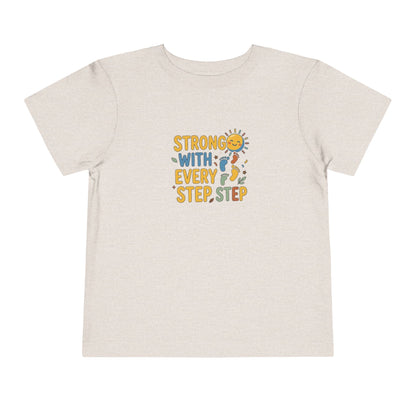 Toddler Tee — "Strong With Every Step, Step" Sunshine Design | Cerebral Palsy & Adaptive Movement Shirt