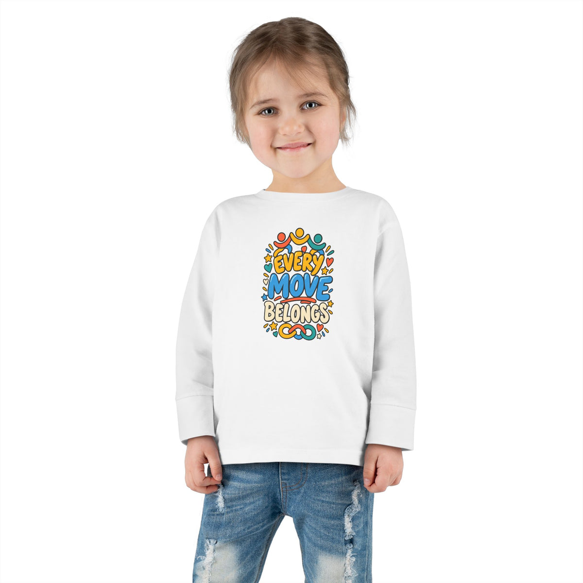 "Every Move Belongs" Toddler Long Sleeve Tee — Inclusive Movement | Uplifted By Design™ Cerebral Palsy & Disability Pride Shirt